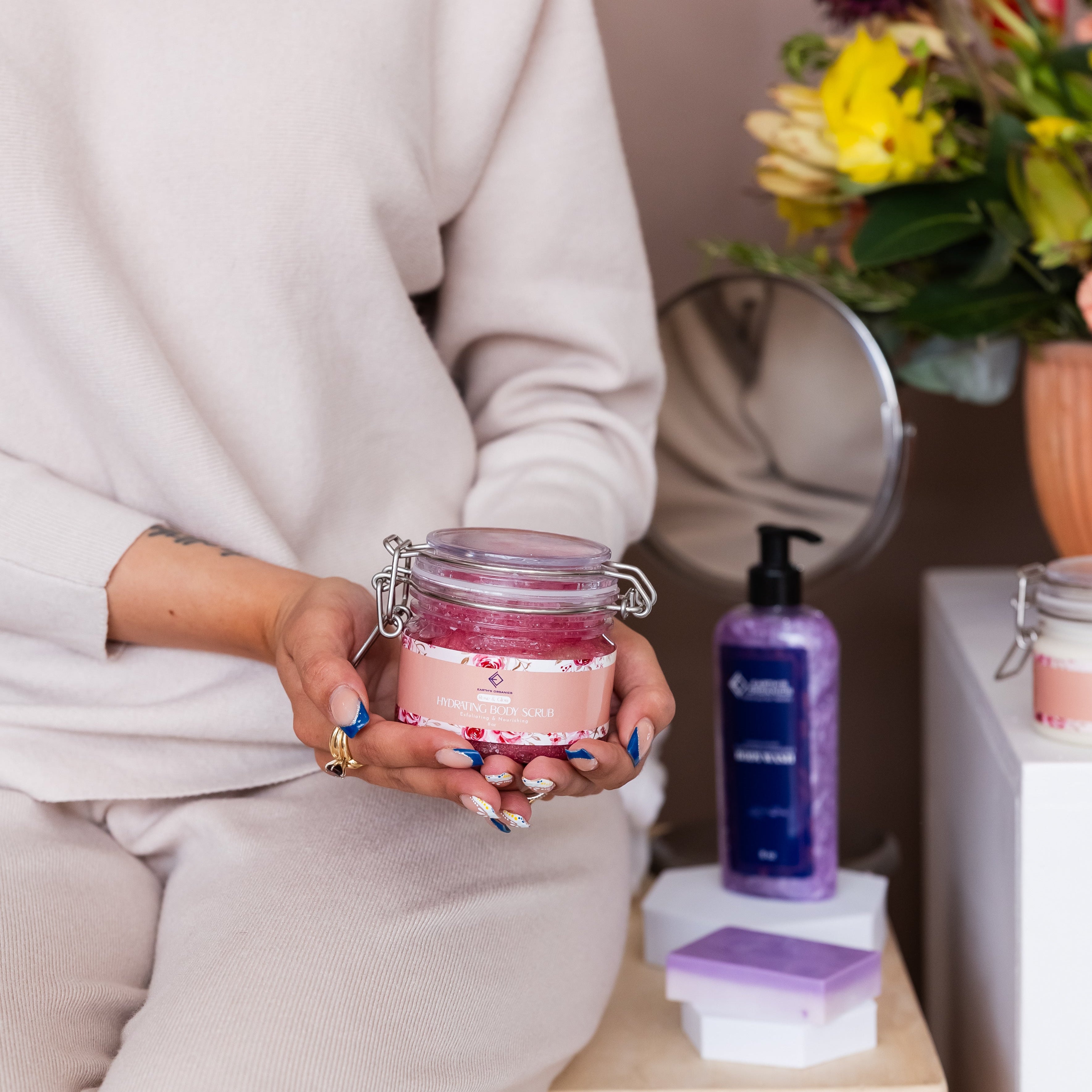 Hydrating Rose Glow Body Scrub with Coconut Oil & Rosewater