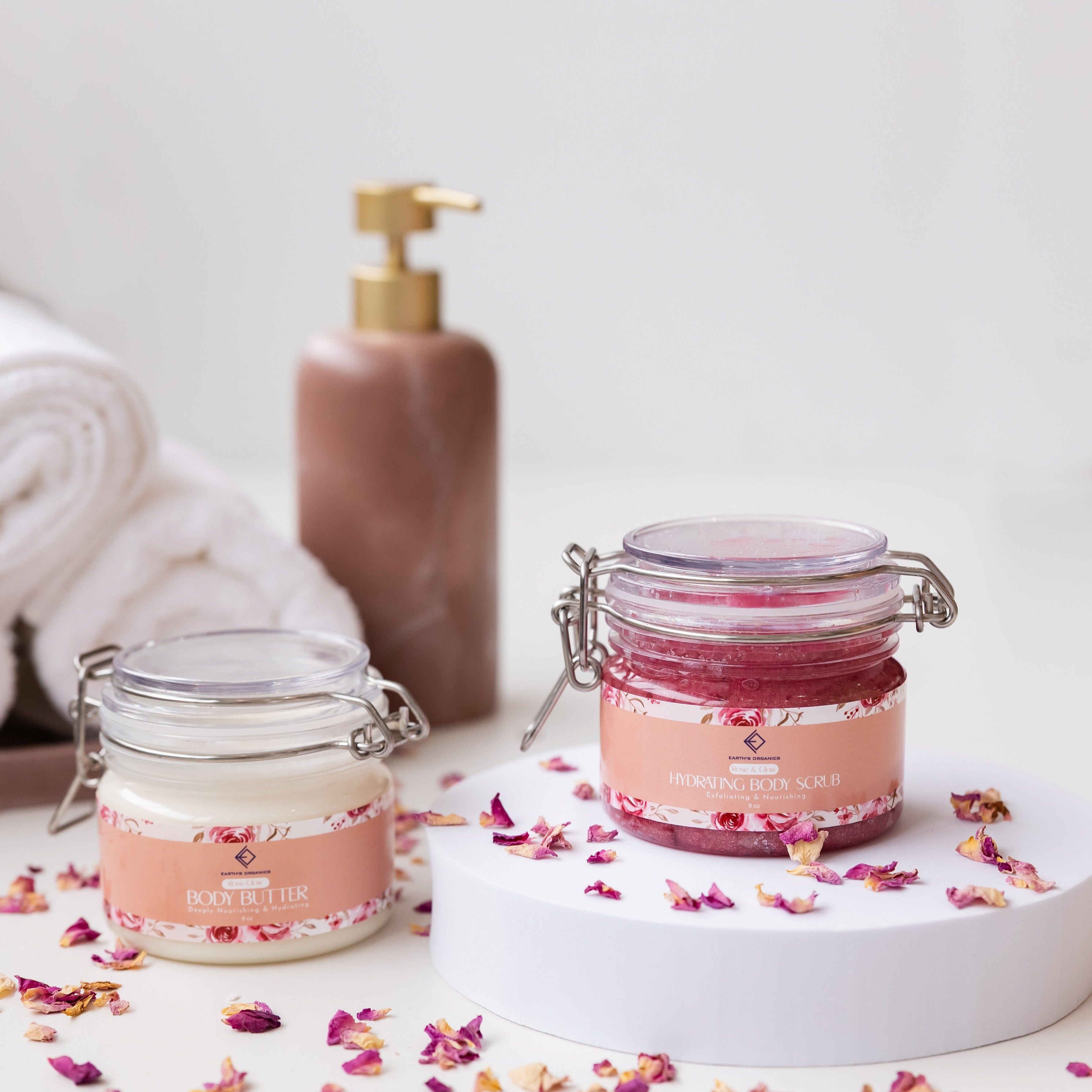 Nourishing Rose Body Scrub and Butter Duo for Dry, Sensitive Skin